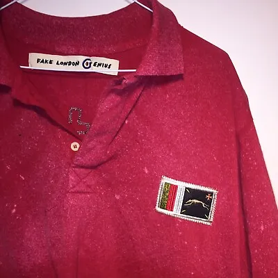 Fake London Genius Designer Red Polo Shirt Size Large • £44.99