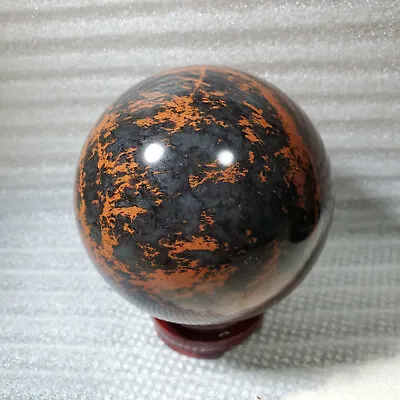 98mm Mexican Volcanic Glass Obsidian Crystal Ball A Gem To Ward Off Evil Spirits • $89