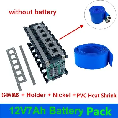 12V 3S 7P 40A Li-ion 18650 AA Battery Power Display Case + Holder +BMS+Shrink FS • £10.31