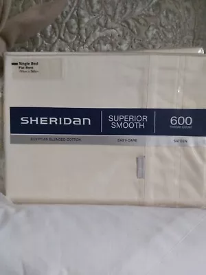 SHERIDAN 600tc  Single Flat Sheet Egyptian Cotton Sateen Vanilla Rrp £35 • £27