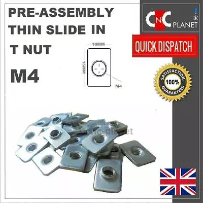 M4 Thin Sliding Tee T Nut 2020 T-Slot V-Slot Aluminium Extrusion Profile CNC 3D  • £2.49