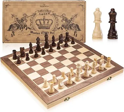 ASNEY Upgraded Magnetic Chess Set 15” Tournament Staunton Wooden Chess Board ... • $29.99