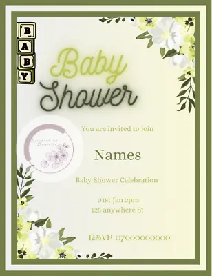 Baby Shower Invitation Digital Download Party Games • £2