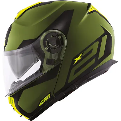 Motorcycle Helmet Modular GIVI X21 HX21 Spirit Green Matt Yellow Fluo Size L • $322.98