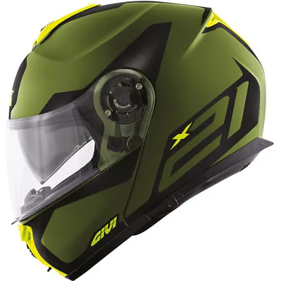 Motorcycle Helmet Modular GIVI X21 HX21 Spirit Green Matt Yellow Fluo Size M • $320.14