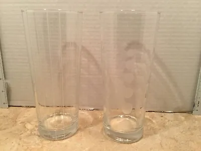 Set Of 2 MIKASA  Cheers Etched Highball Glasses Tumblers 7 1/4” Tall  Dots Lines • $17.99