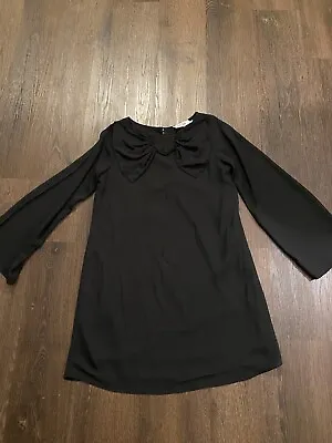 $13.99 • Buy Womans Black Bow Dress Shirt Dress Size Small By Va Va Joy Han #2