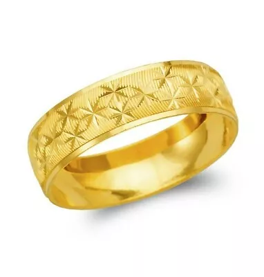 14K Yellow Solid Gold Band Ring Men's Women's Wedding Engagement 6mm Size 5-13 • $152.99