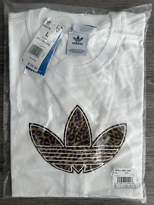New Men's Adidas Originals Leopard Print Trefoil Tee Shirt - Size Large H06730 • $24