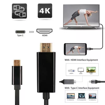 USB-C 3.1 Type C To HDMI TV HDTV Cable For Samsung Galaxy S10 Note 9 MacBook Pro • £5.79