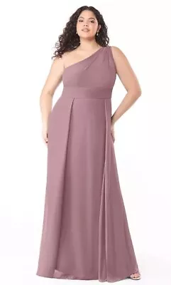 Azazie Womens A20  A-Line One Shoulder Chiffon Floor-Length Dress Dusty Rose • £30.40