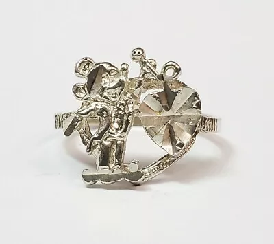 Vintage Sterling Silver Mickey Mouse Heart Ring Size 6 3/4  • $49