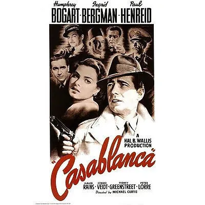 CASABLANCA - MOVIE POSTER - 24x36 SHRINK WRAPPED - BOGART BERGMAN 6034 • $11.35