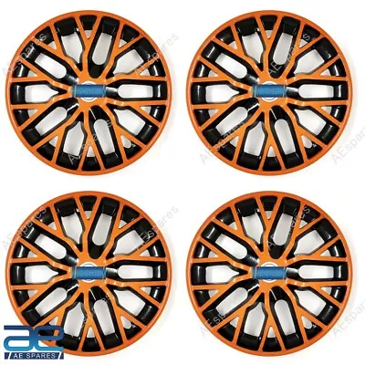 4 Pcs New Wheel Hubcaps Cover Plastic Orange Black 12-16  For Cars Universal GEc • $171.34