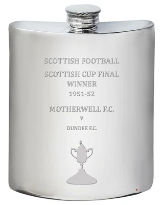 £58.99 • Buy MOTHERWELL FC 1951 1952 Scottish Cup Final Winner Pewter 6oz Hip Flask