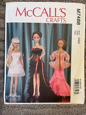 McCalls Crafts Pattern M7488 ~ 11 1/2  Doll Clothes ~ Barbie Party Dresses • $4.25