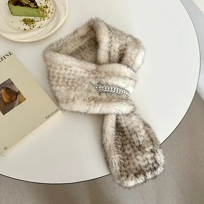 Women's Real Mink Fur Scarf Warm Knitted Scarves Neck Warmer Collar Wrap Stole • $75