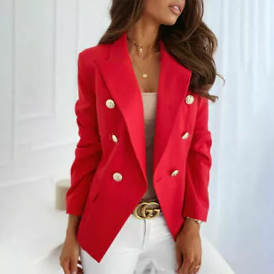 Womens Long Sleeve Casual Coat Jacket Ladies Office Work Suit Blazer Tops NEW • £10