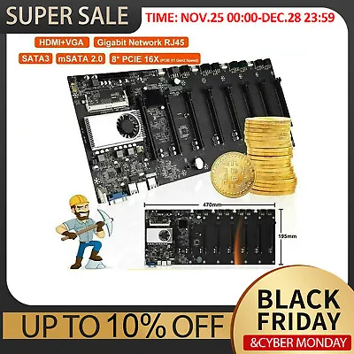 $69.99 • Buy BTC-T37 GPU Mining Rig Machine Motherboard With CPU Support 8 GPU PCIE Slots