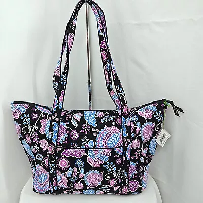 Vera Bradley Miller Bag Alpine Floral Black Pink Purple Quilted • $70