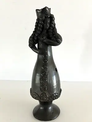 Barro Negro Oaxacan Black Clay Pottery Girl Figurine Whistle Mexico • $10