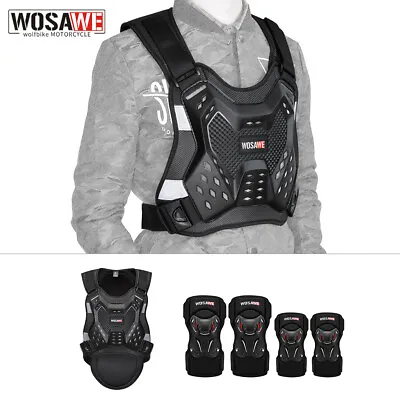 WOSAWE Motorcycle Armor Vest Chest Protector Shockproof Knee Elbow Pads Guards • $51.60