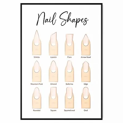 Nail Shape Guide Chart Salon Beauty Poster Print Home Décor Wall Art Print • £15.99
