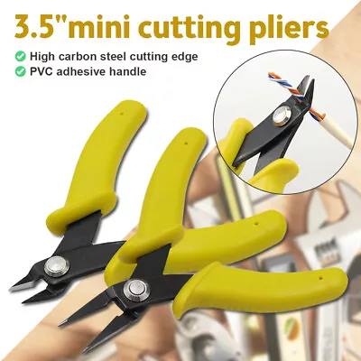 Mini Diagonal Side Cutting 3.5  Sharp Pliers Cable Wire Cutters Repair Hand • $7.11