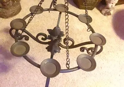 Vintage Gothic Candelabra Witchy Wrought Cast Iron Pilar Candle Hanging  18  • $169.99