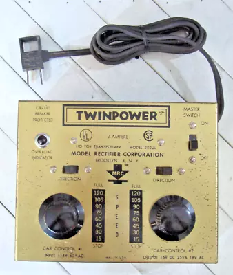 MRC Twinpower HO Toy Model 202UL Transformer Dual (2) CAB Controls • $25.99