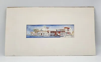 Vintage Artist Signed Original Art Watercolor Landscape Painting Mediterranean  • $49.99