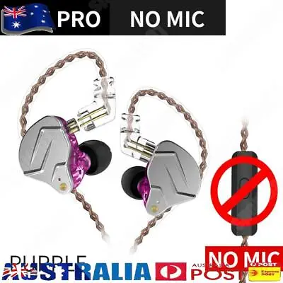 AU ZSN Pro HIFI Bass Earbuds In Ear Monitor Headphones (Purple Without Mic) • $26.08