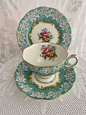 Rare Royal Albert Enchantment Cup Saucer Plate Trio Bone China Blue Tea Set • $85