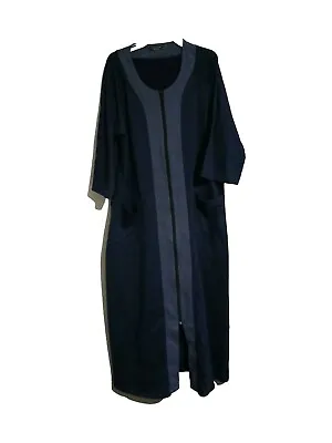 Ekouaer Blue Long Nightgown Gown Robe Womens S Pockets Full Zip V Neck Sz MED • £12.40