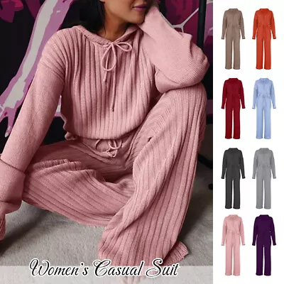 Womens Tracksuits Set (2PCS) Top+Pants Long Sleeved Loose Hooded Casual Set • $32.82