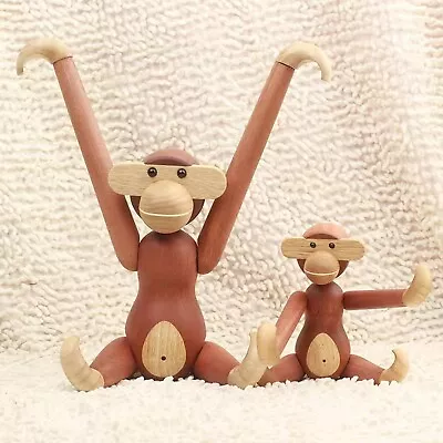 Monkey Movable Join Ornament Wooden Hanging Arms Animals Tabletop Decorations • $25.64
