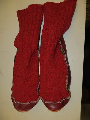 Acorn Slipper Socks Red Wool Leather Comfort Pull On Casual ML 10.5-11.5 • $24