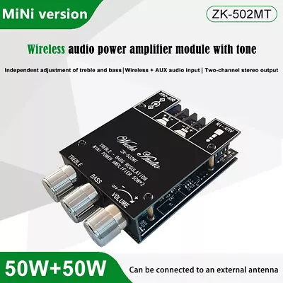 ZK-502MT 2x50W 2.0 Channel Subwoofer Amplifier Board Stereo Audio Speaker Module • $13.05