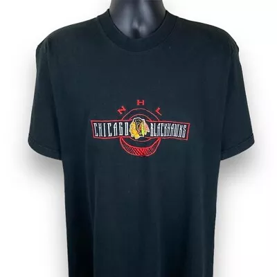 Vintage 90s Pro Player NHL Chicago Blackhawks Hockey Sports Promo Tee Tshirt • $29.99