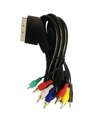 Scart Cable 2M  6 Phono And 3.5mm Audio Lead 21 Pin  TV DVD VCR • £3.54