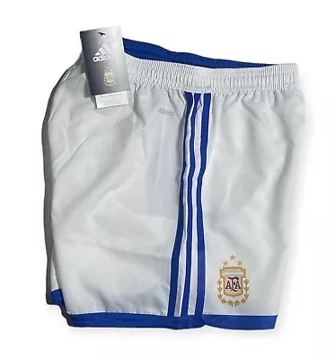 Argentina MESSI Adidas Team SHORTS With LOGO AND Number 10 New/tagwhite/blue • $16.99