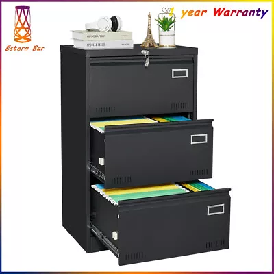 3 Drawer Lateral File Cabinet Lockable Vertical Files Cabinet For Home Office A4 • $209