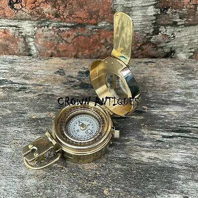 Vintage Solid Brass WWII Military Pocket Compass Gift Antique Compass Hand MADE  • $35