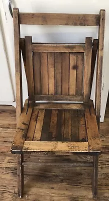 Vintage Early 1900’s Wooden Slat Folding Chair Deck Patio Primitive Decor • $19.95