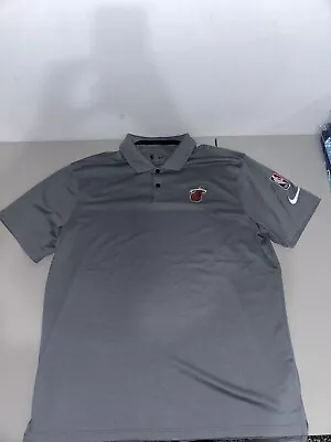 Nike Dri-Fit Miami Heat NBA Gray Polo Shirt Men’s Size Large DA7786-002 • $59.99