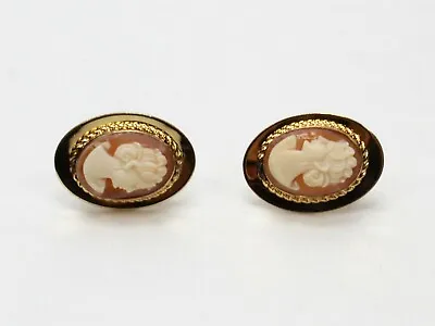 1/20 12K Gold Filled GF Signed Van Dell Oval Cameo Earrings  • $23.99