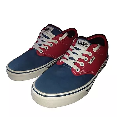 VANS Atwood Red White & Blue Shoes Low Top Sneakers I UK 7 US 8 EU 40.5 I VGC! • £34.95