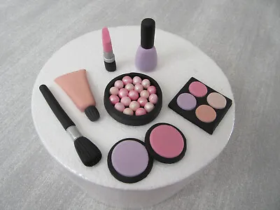 Edible Handmade Make Up Cake Topper Fondant Sugar Decoration (Pink & Lilac) • £14.49