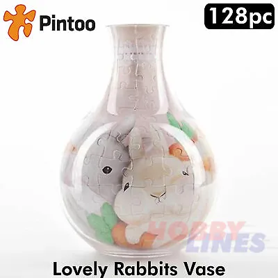 3D Puzzle Vase 5.75  LOVELY RABBITS 128pc Jig-saw Puzzle PINTOO Puzzles SD1006 • £15.95