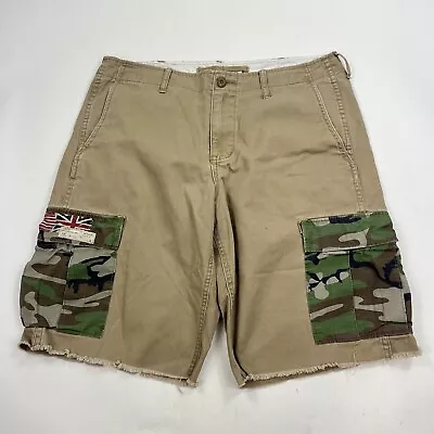 Denim & Supply Ralph Lauren Tan Camo Cargo Pockets Shorts Military 34 Actual 36 • $31.99